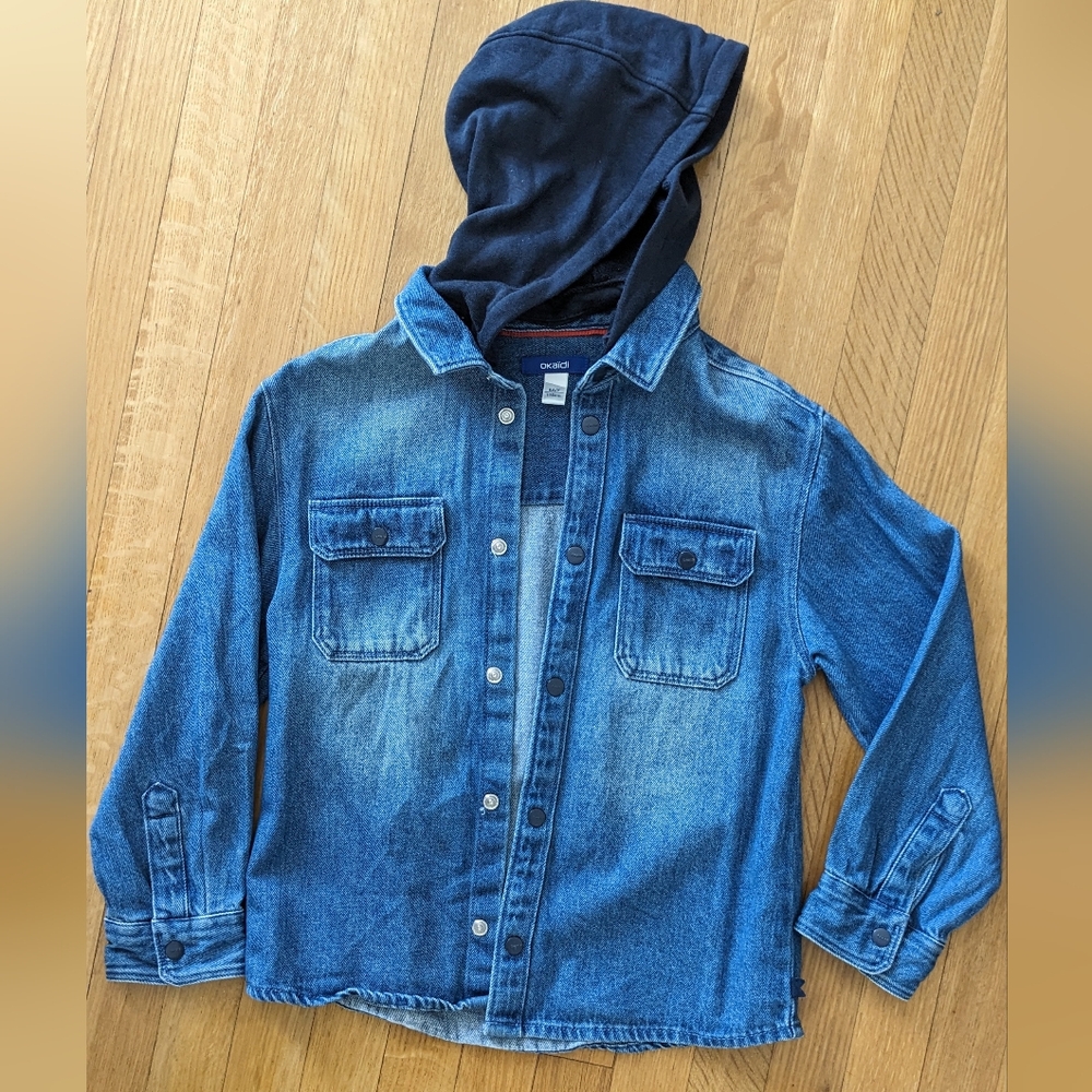 Okaidi Kids Denim Jacket with Detachable Hood. Size 6